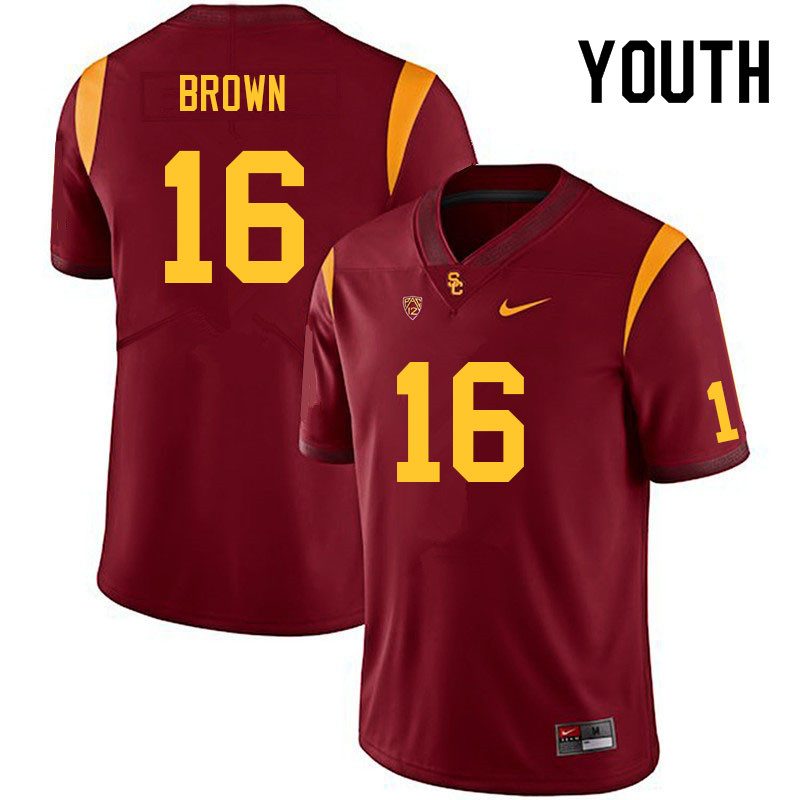 Youth #16 Prophet Brown USC Trojans College Football Jerseys Sale-Cardinal